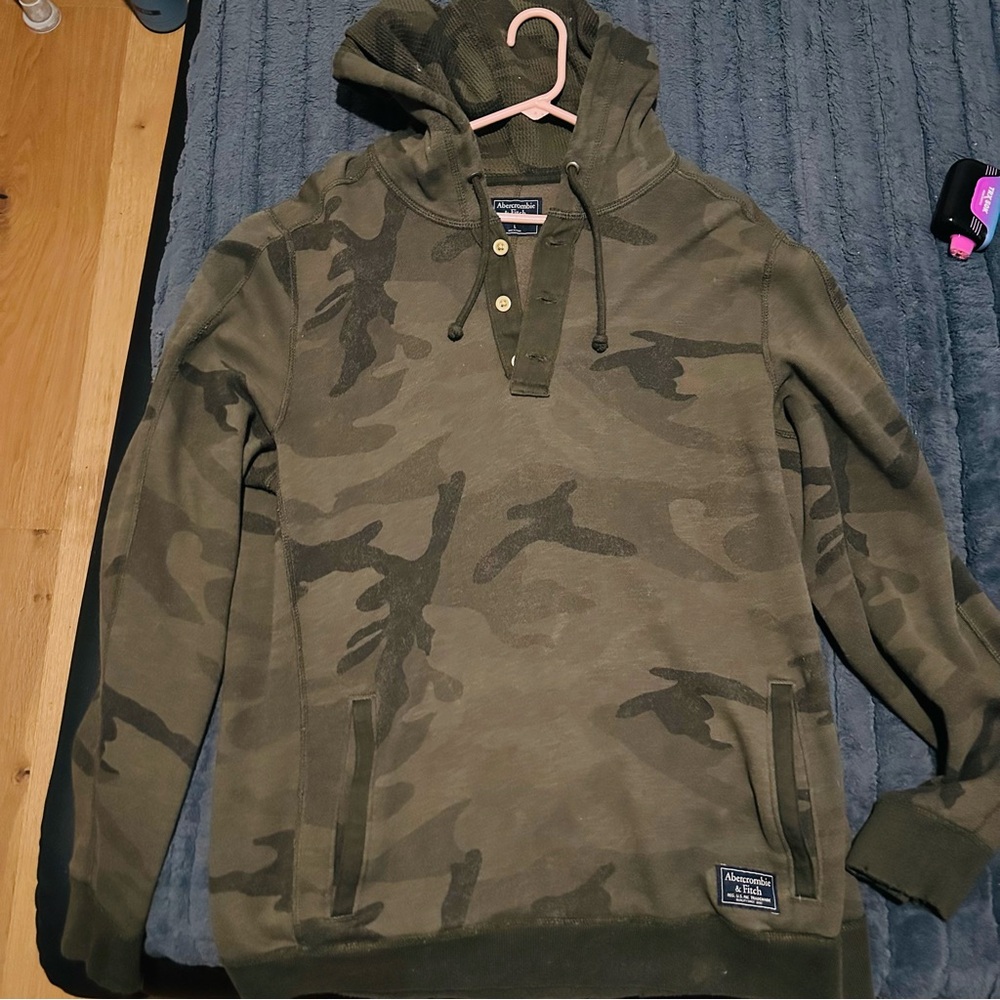 Abercrombie & Fitch Olive Button-Up Hoodie